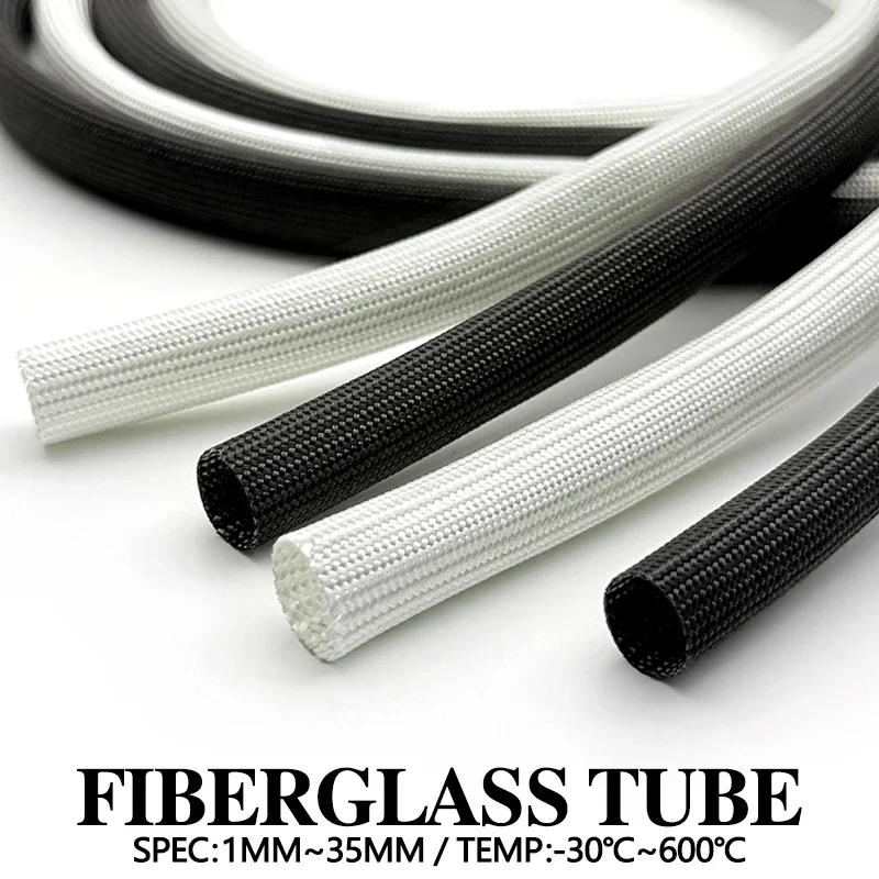 ID1-30mm Fiberglass Sleeve 600 Degree Fireproof Heat Insulated Tube For Household Appliance Wire Cable Harness Safe Protector