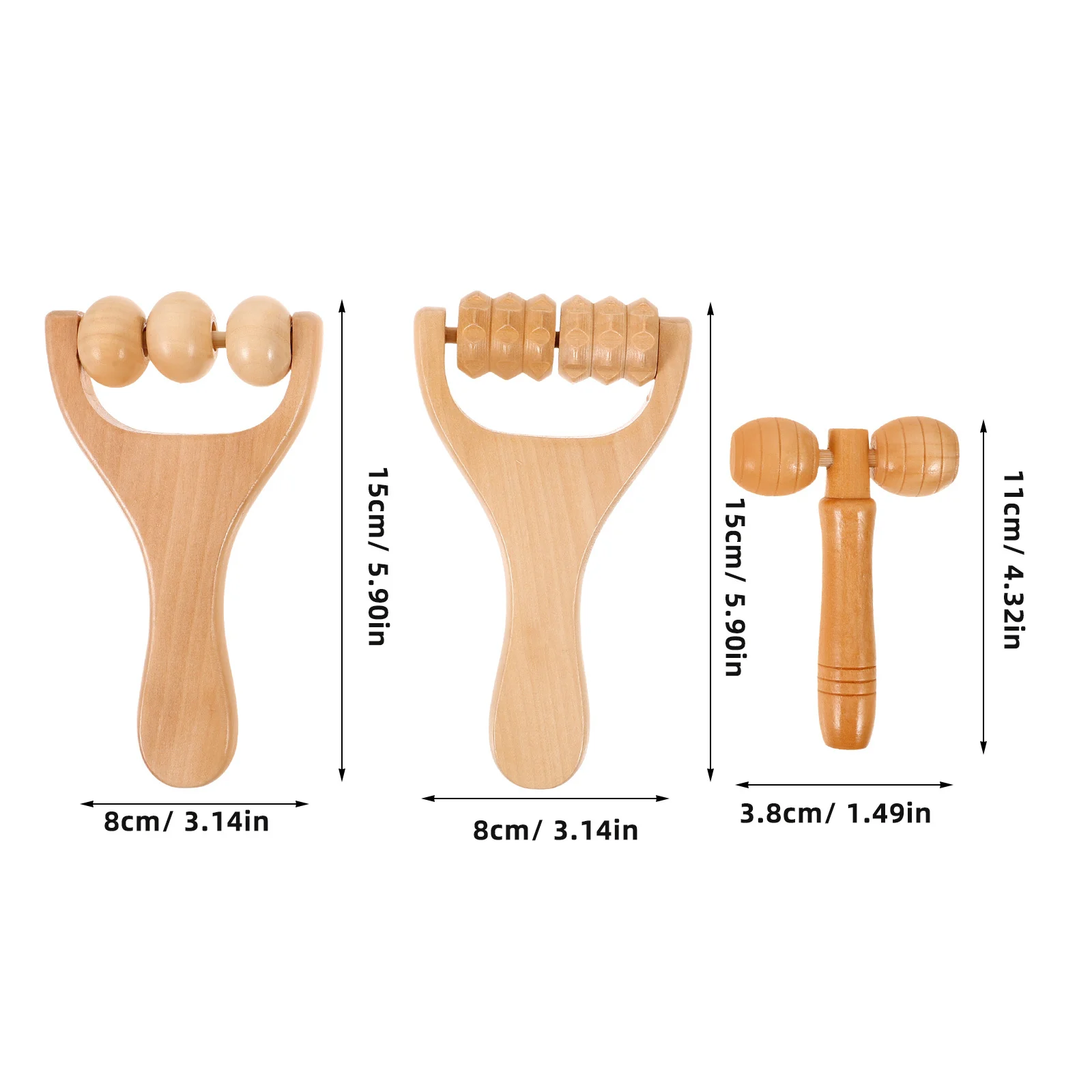 1 Set Wooden Massage Roller For Deep Tissue Muscle Relief Face Neck Shoulder Back Foot Leg Calf Portable Roller