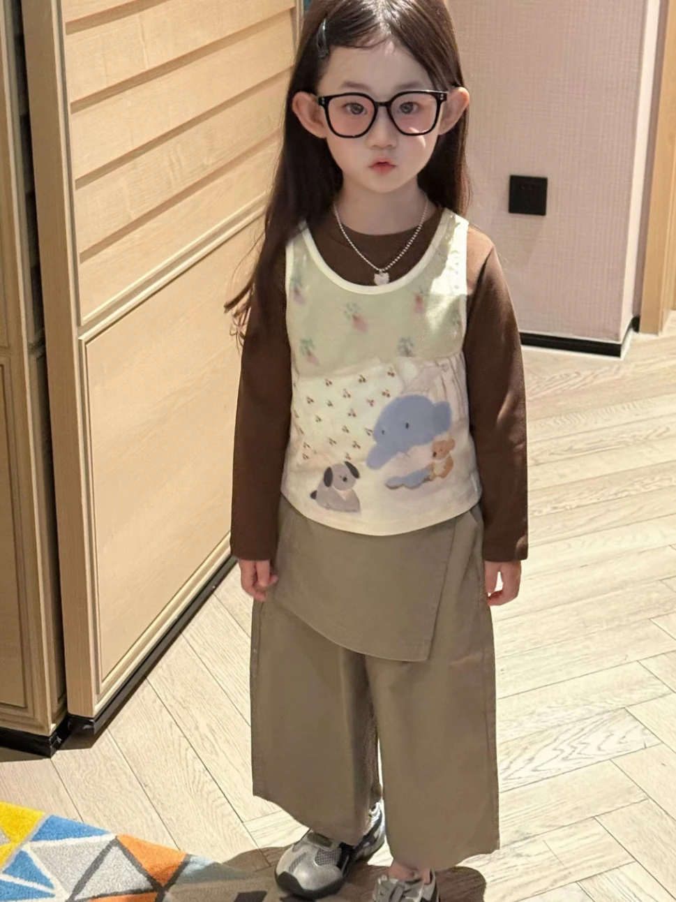 

Комплект детской одежды в корейском стиле: футболка и шорты для девочек, повседневный, весна-осень, новинка