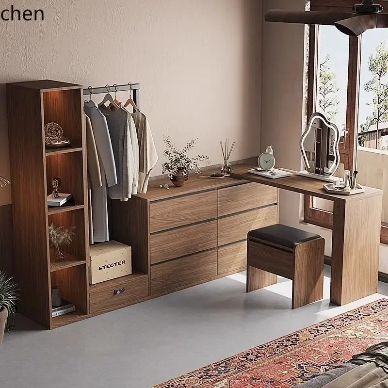 V29Integrated Dressing Table Chest Of Drawers Floor-standing Clothes Rack Ancient Style Storage Cabinet Coat Multi-functional