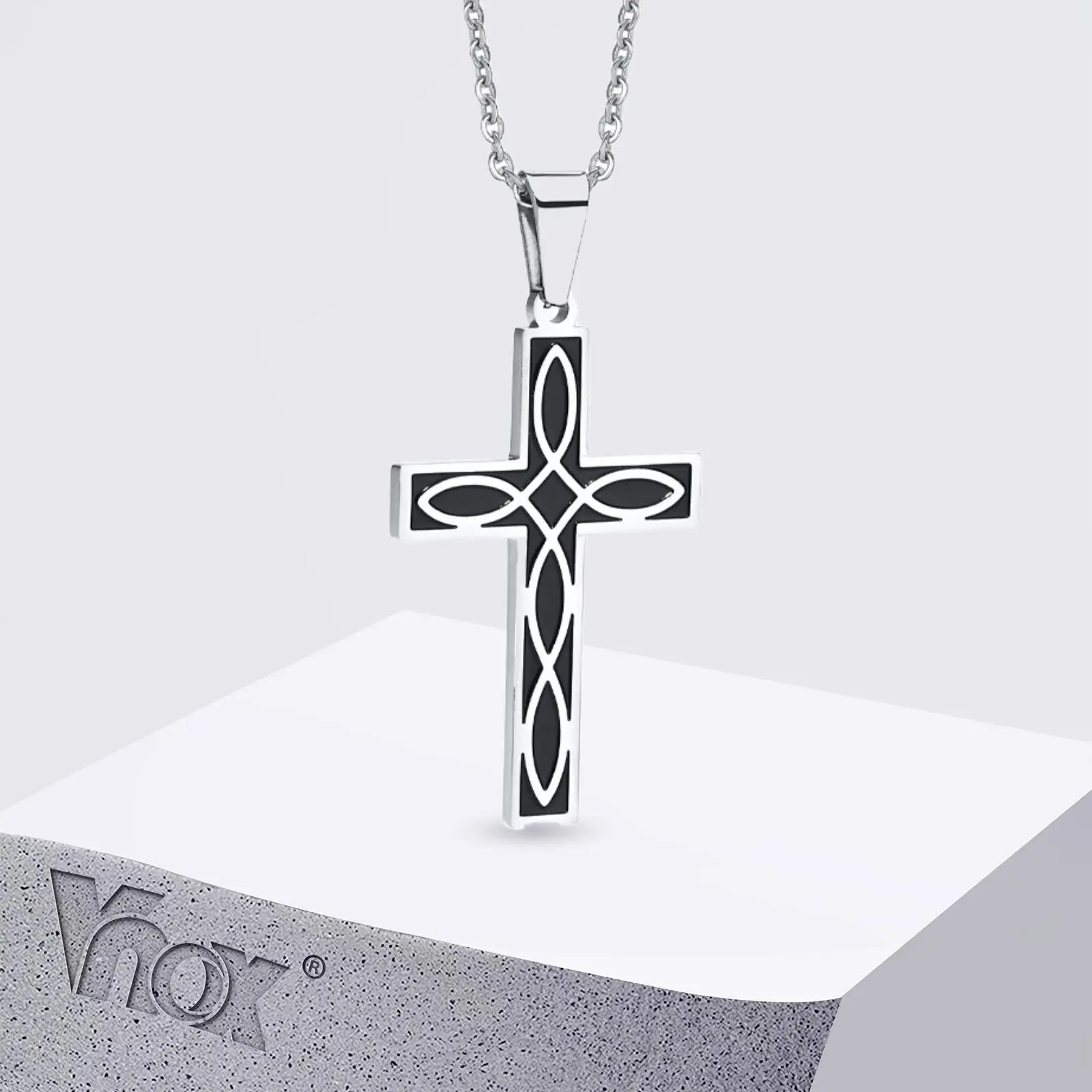 قلادة متقاطعة بعقدة سلتيك للرجال، قلادة متقاطعة من الفولاذ المقاوم للصدأ، حيوية مطلوبة، هدية حب لا نهاية لها