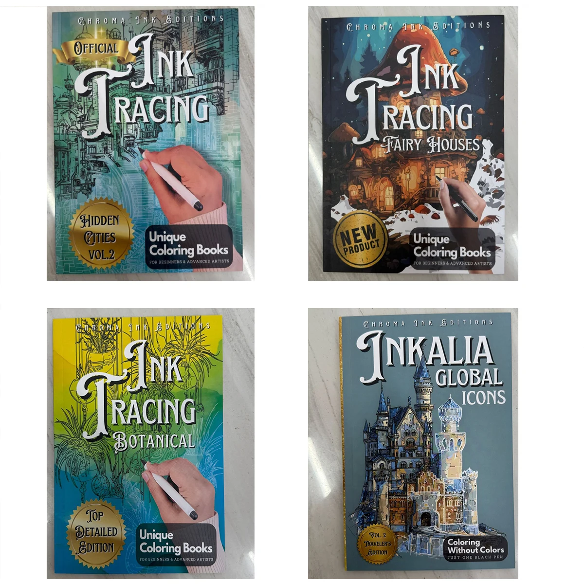 

Ink Tracing Coloring Book Hidden Cities Fairy's Home World Landmark Tracking Plants Unique Coloring Books For Beginners Advanced