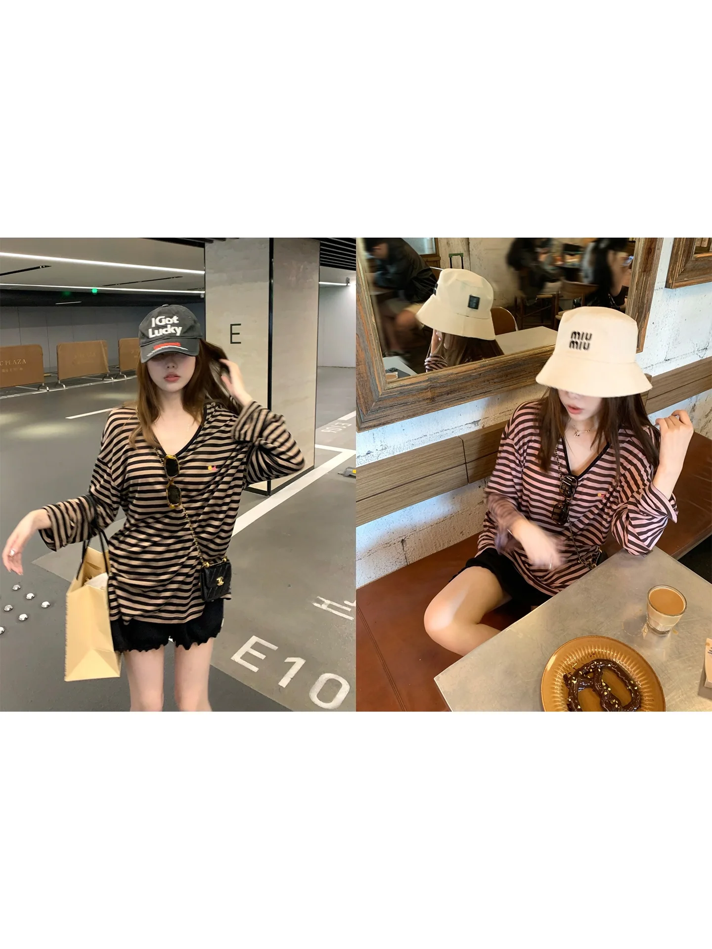 

Realzz Summer Lazy Stripe T-irt Women's Loose Fit Long Sve round Ne Sweat ng Silk Blend Creative Pattern T-irt