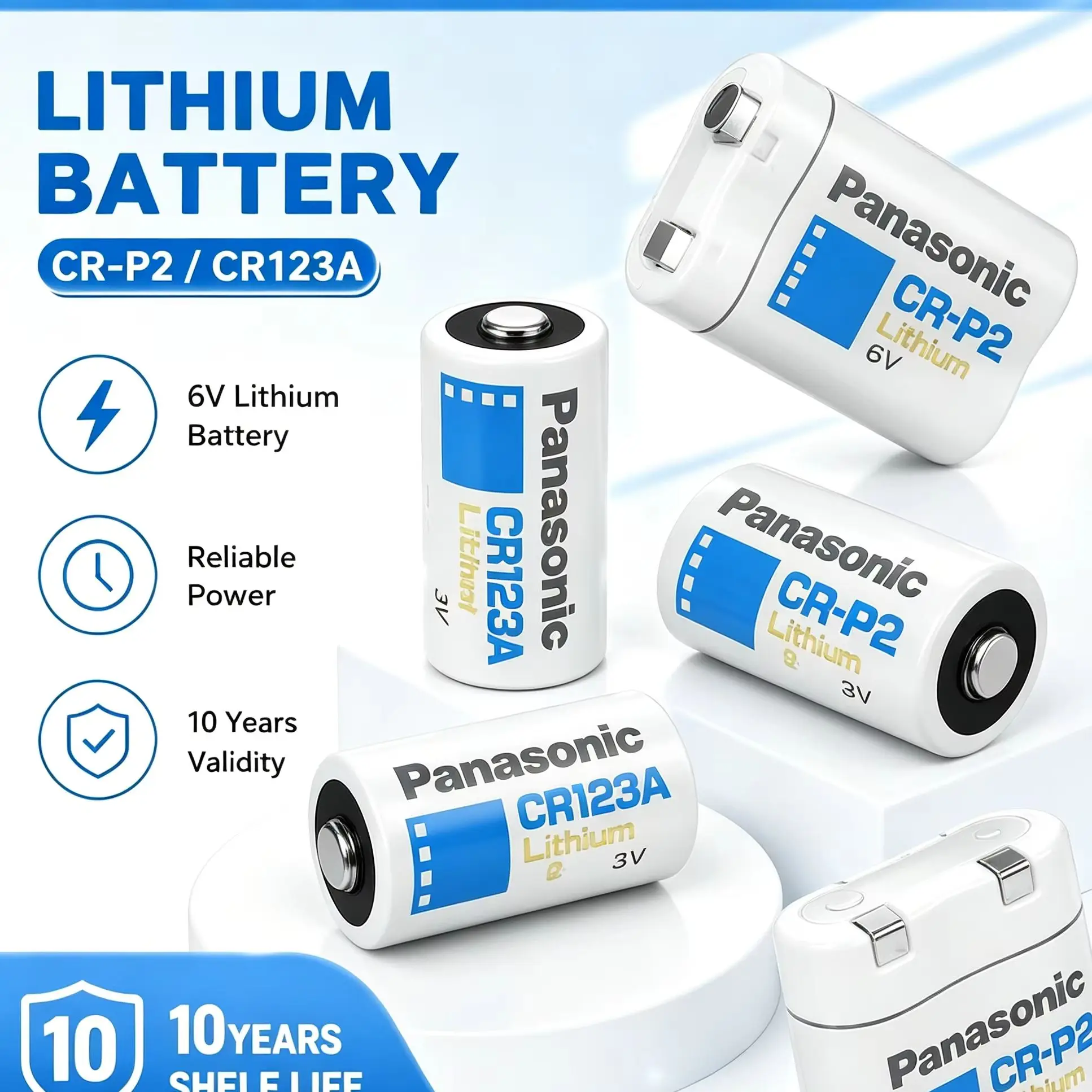 Panasonic CR123A CR2 CR-P2 2CR5 3V/6V Lithium Battery For LED Flashlight Digital Camera Doorbells Alarm Water Gas Meter Battery