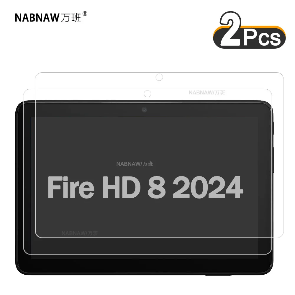 2 Pieces HD Scratch Proof Screen Protector Tempered Glass For Amazon Fire HD 8 2024 New Tablet Hard Protective Film Free Bubble