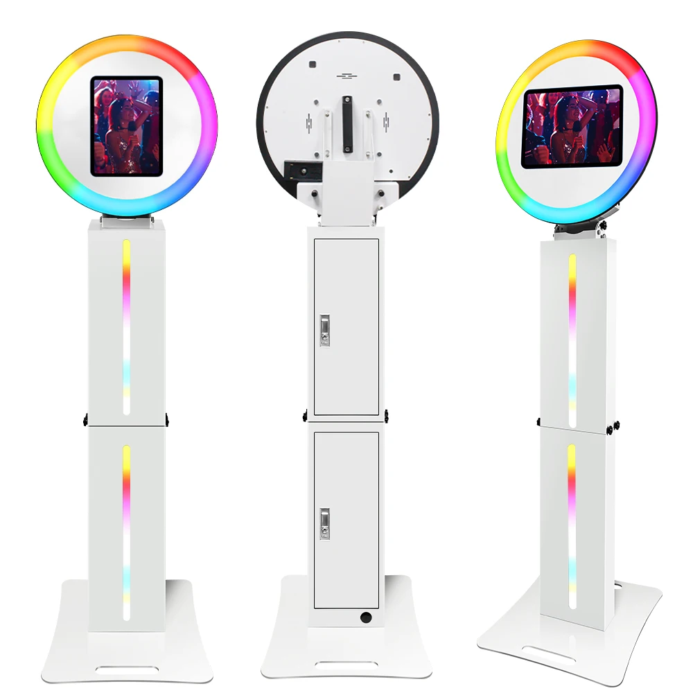 Mesin Photo Booth iPad untuk Pernikahan, Pesta, dan Acara Lainnya (10.2"/10.5"/11"/12.9"/13"), Portabel, LED, Selfie