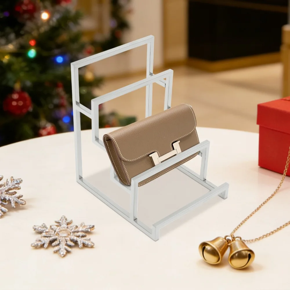 

Stainless Steel 4-Layer Wallet Display Stand Silver-Rust & Corrosion Resistant,Compact Design with Raised Baffle,for Retail Shop