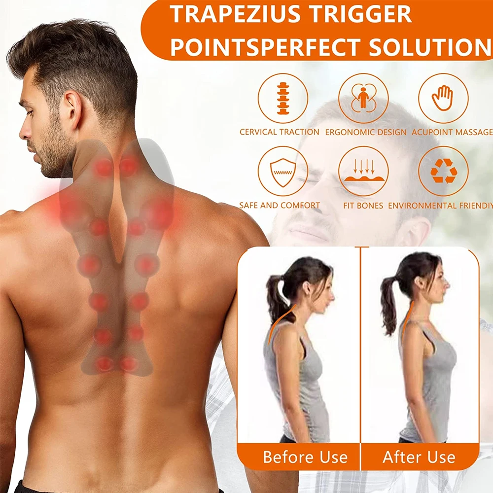 1 PC Trapezius Trigger Point เครื่องมือนวด,Ocfital Release เครื่องมือ,หัวไหล่ใบมีด Acupressure Massager,คอ Hump Corrector