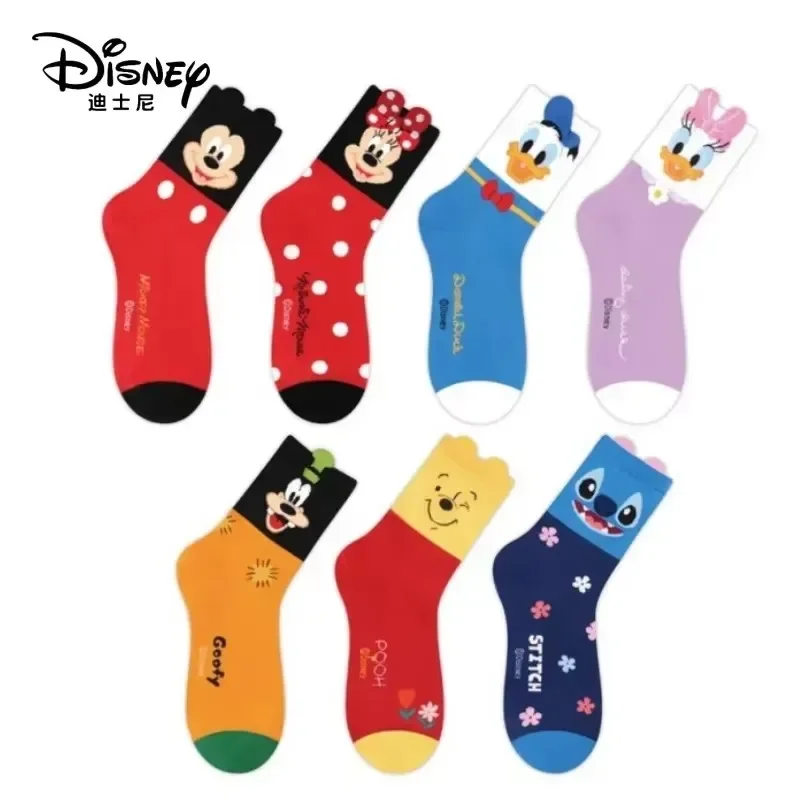 Summer Cute Mickey and Winnie The Pooh Women's Cotton Socks Cartoon Casual Full Fit Women's Breathable Ankle Skarpetki Sokke