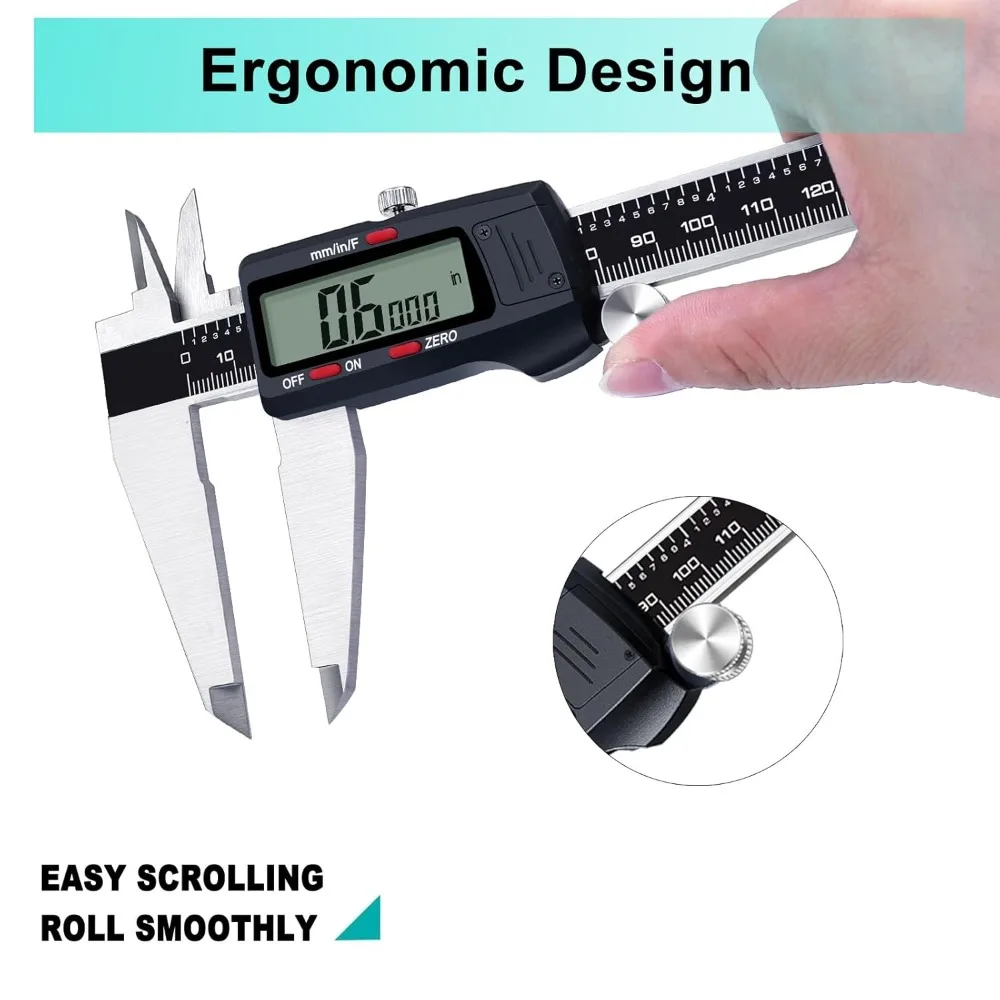 Digital Caliper 12 Inch Micrometer Tool Stainless Steel Vernier Caliper Large LCD Screen Auto Off Inch Metric Fraction