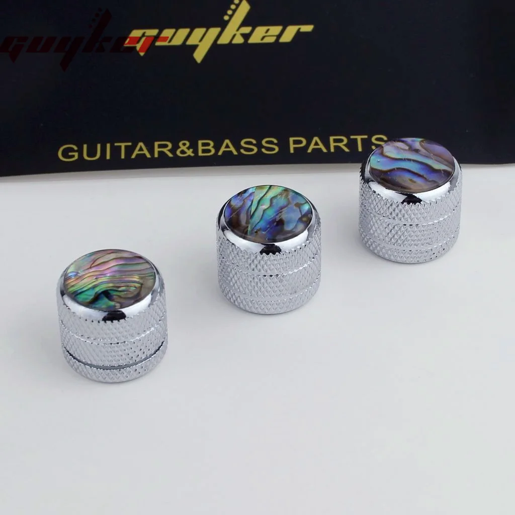 ABALONE PUSH-ON Guitar Knobs Coarse Knurl Electric Bass Potentiometer Cap