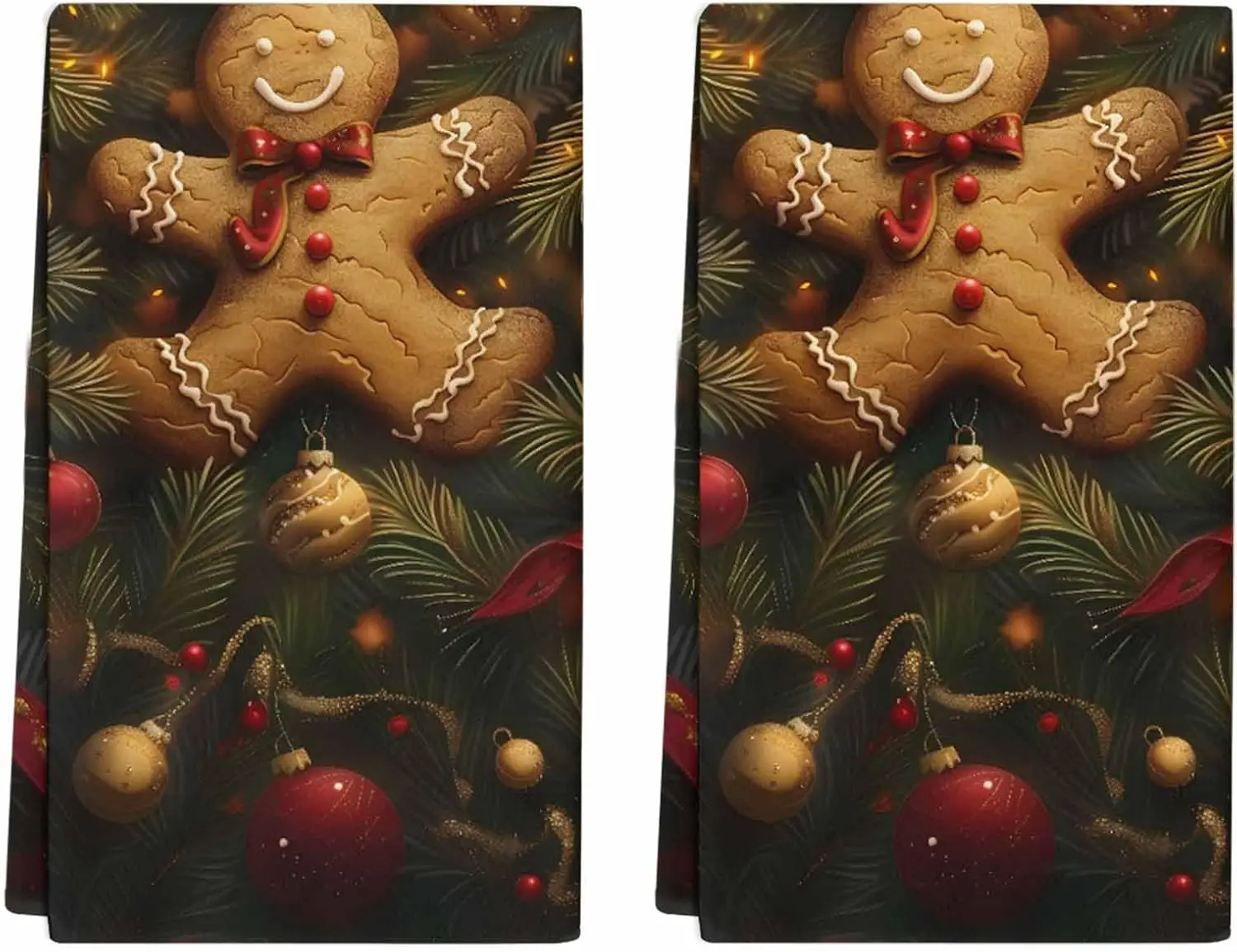 

Рождественский пряничный человечек, ветка сосны, световые шарики, кухонные полотенца, чистящие средства, впитывающие полотенца для рук, набор украшений Navidad