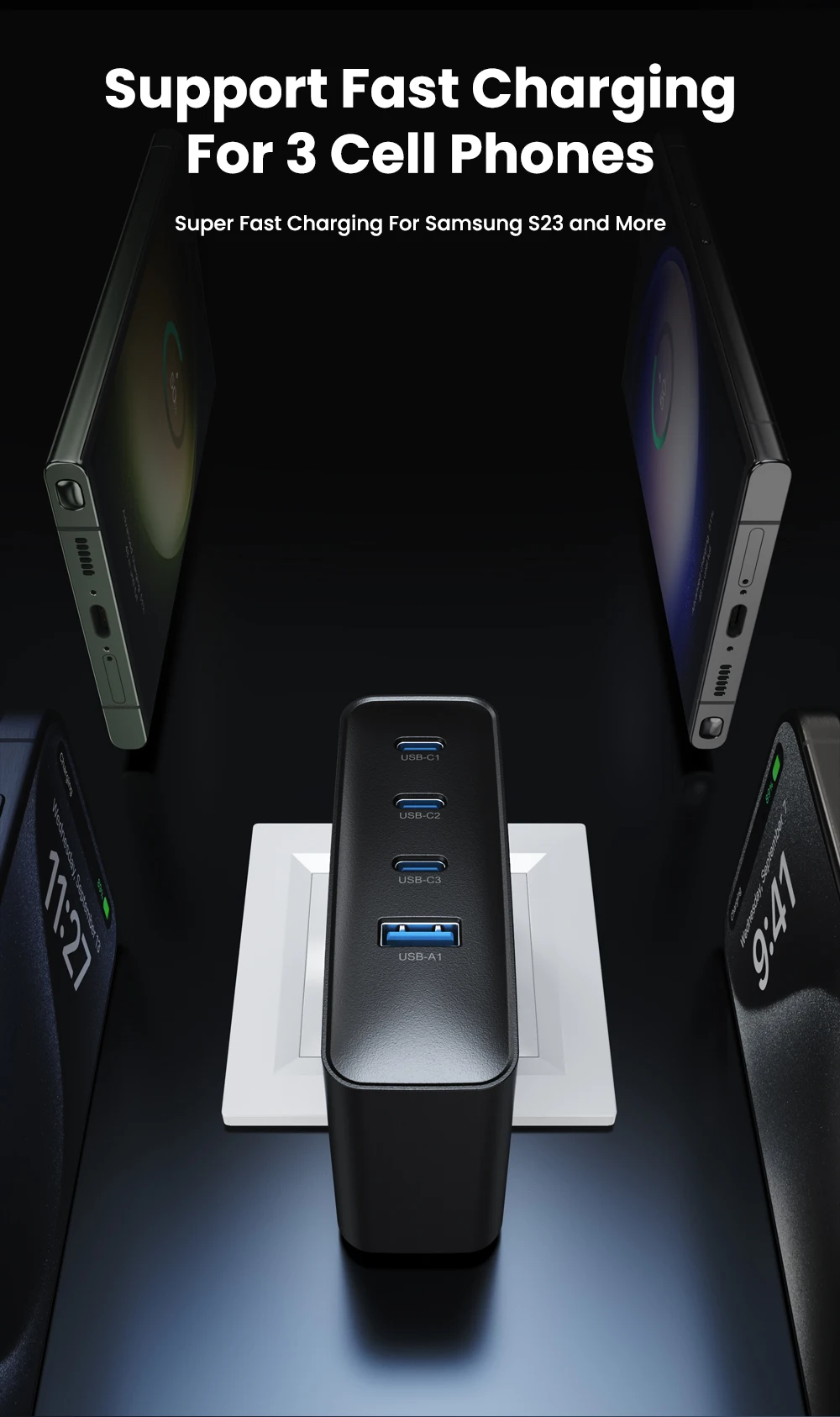ASOMETECH 100 W USB-Ladegerät GaN-Ladegerät für MacBook Laptop Schnellladung für Samsung Xiaomi USB Typ C PD-Aufladung für iPhone 15 14 – Detail 8