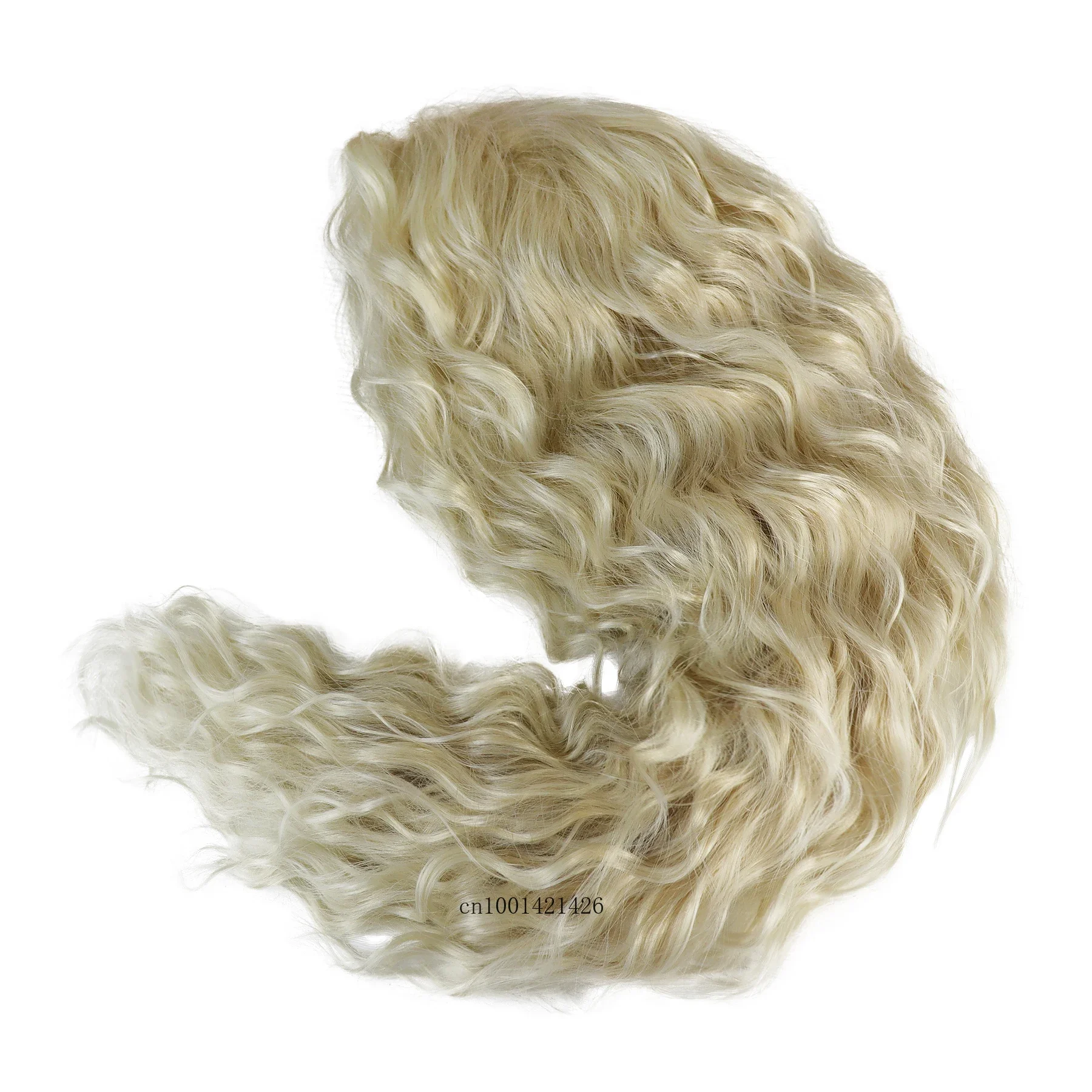 Synthetic Hair Realistic Long Platinum Blonde Wig with Free Part Hairline Light Thick Fluffy Wavy Cur Wigs Natural Dog and Beth