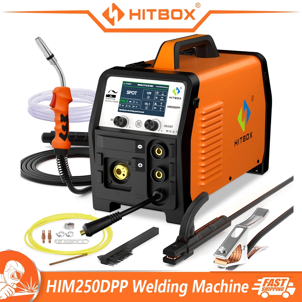 

HITBOX 200A Aluminum Welding Machine LCD Digital Display MIG Gas Gasless/MMA/Lift TIG Dual Pulse IGBT Inverter Welder Tool