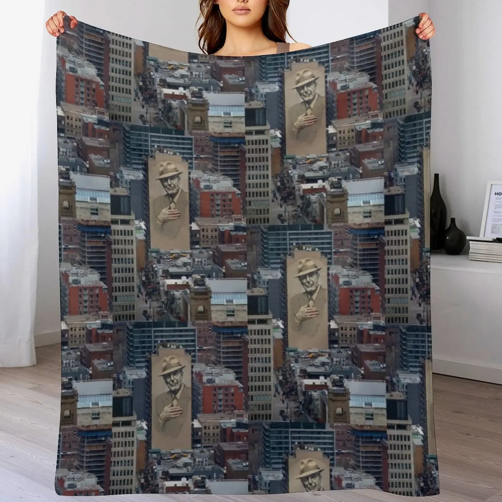 Leonard Cohen Mural Montreal Throw Blanket Decorative Sofa Designers Blankets