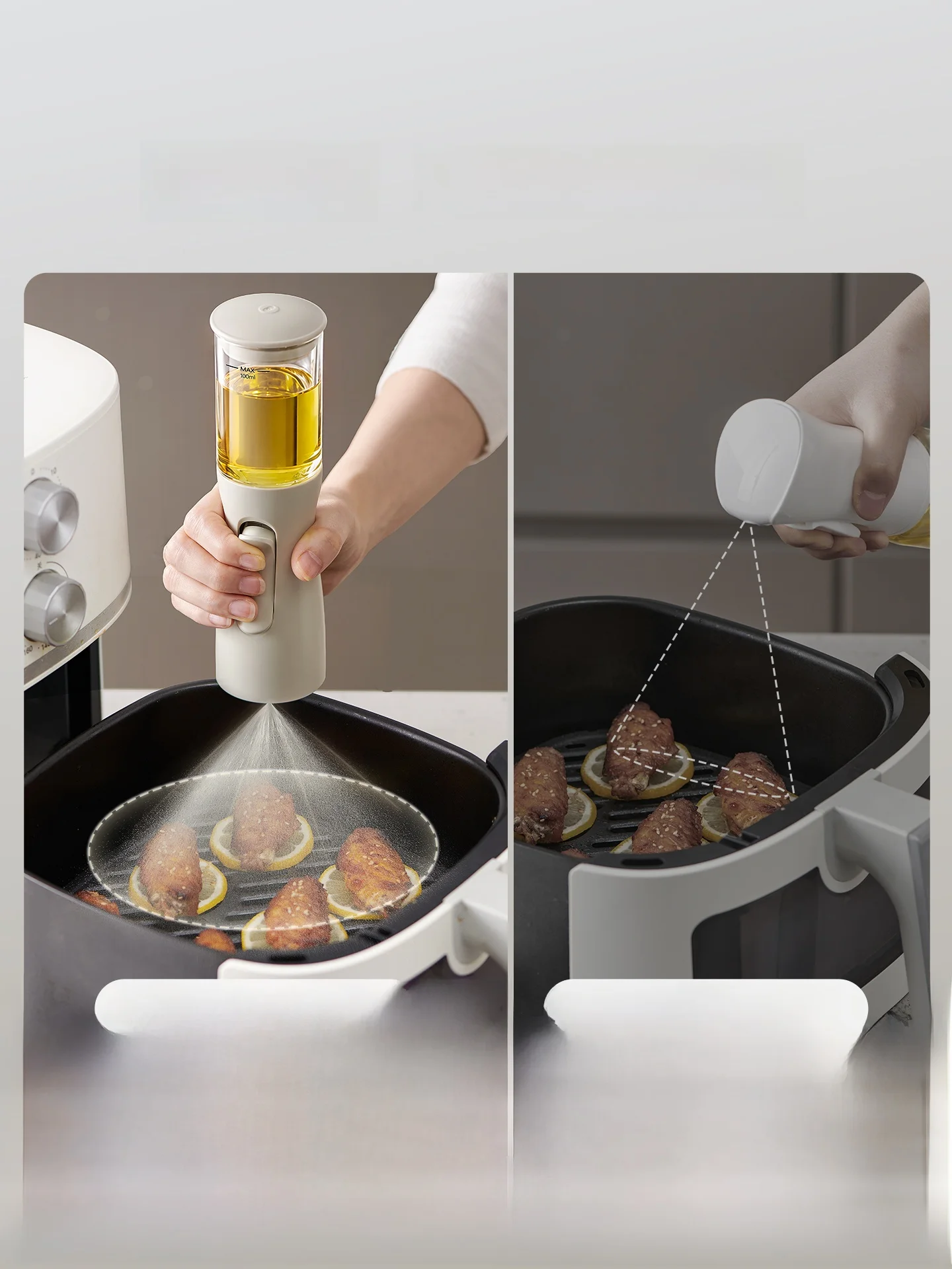 Food Grade Vertical Spray Oil Bottle Kitchen Home Use Seasoning Oil Jar No Straw Healthier Modern round Cylinder Glass Oil Can