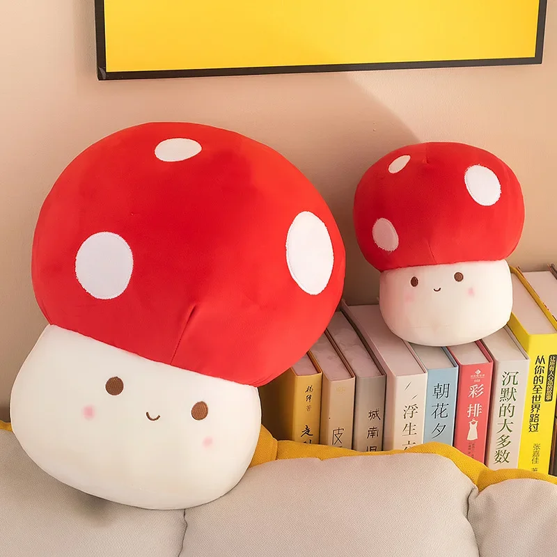 60cm Cute Simulated Mushroom Plush Toy Stuffed Soft Lifelike Plant Kawaii Shiitake Mushroom Doll Toys for Kids Girls Gift Deco