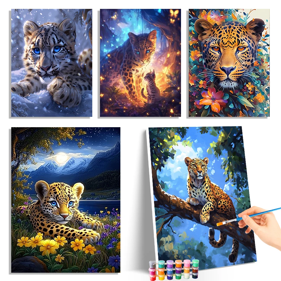 

GATYZTORY Diy Painting By Numbers leopard Color Markers Acrylic Paints Watercolor Art Supplies Canvas Painting Crafts Wall Decor