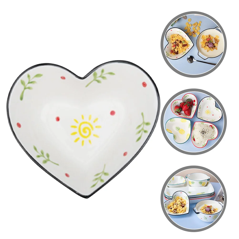 

Heart Shape Ceramic Bowl 20Oz Snack Storage Food Dish Dried Fruit Tray Candy Container Kitchen Serving Bowl Decorative Desktop