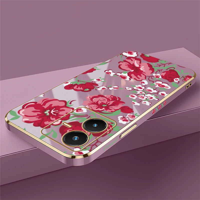 تصفيح حافظة هاتف من البولي يوريثان ل Vivo Y20 2021 Y18 Y17S Y16 Y21 Y21E Y21S Y21A Y20i Y20A Y20G زهرة نمط للصدمات الغطاء الخلفي