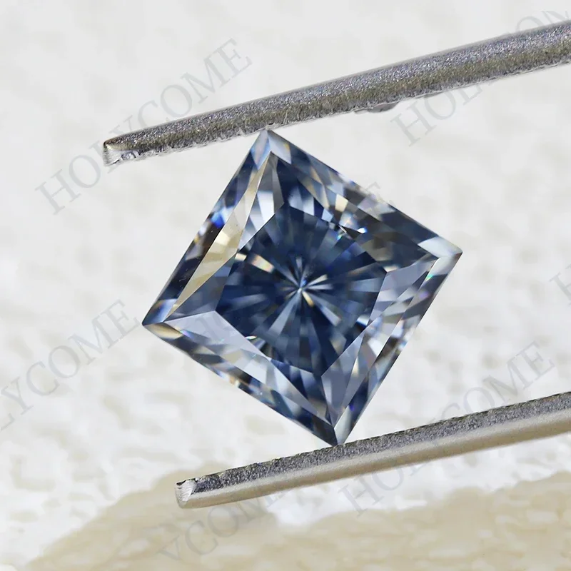 Moissanite Stone Excellent Vivid Blue Loose Moissanite Crushed Ice Princess Cut VVS1 GRA Certificated Diamond Beads Jewelry Ma