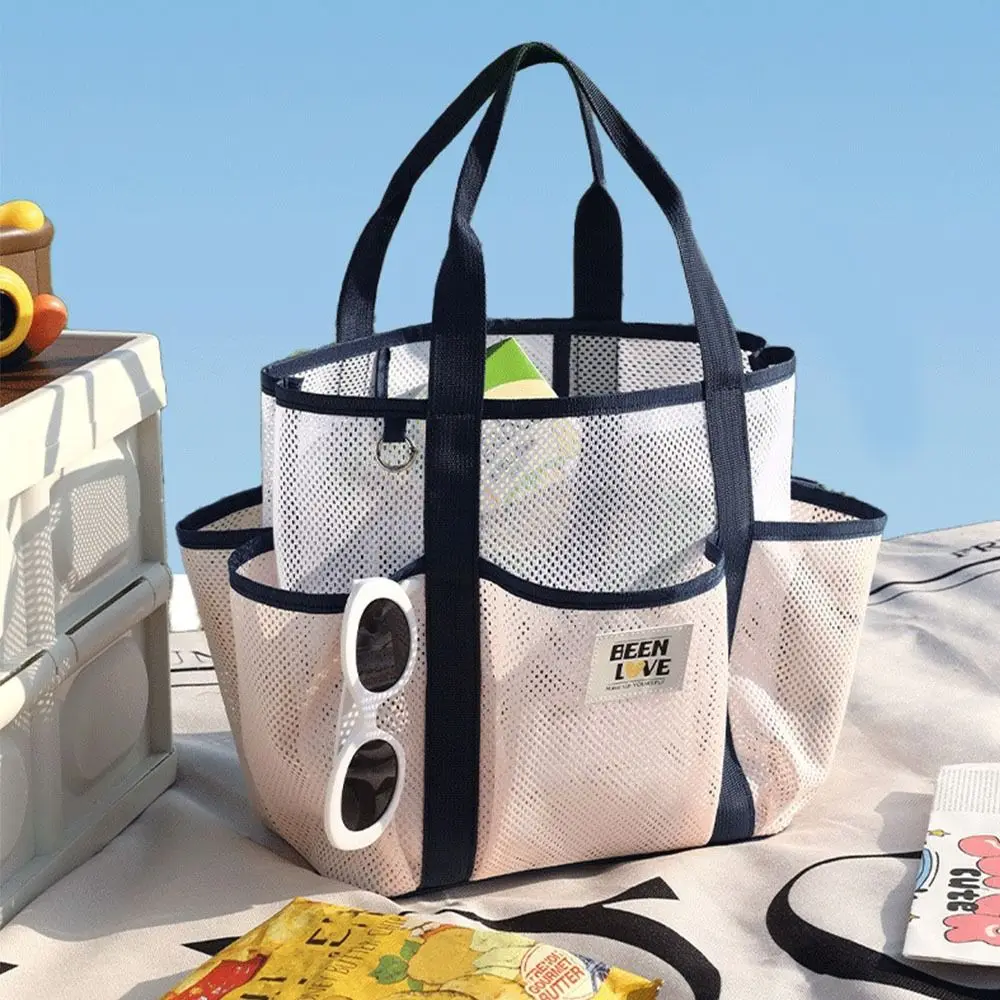 

Breathable Handheld Mesh Beach Bag Large Capacity Portable Swimming Handbag Foldable Quick Dry Travel Shoulder Bag for Shower