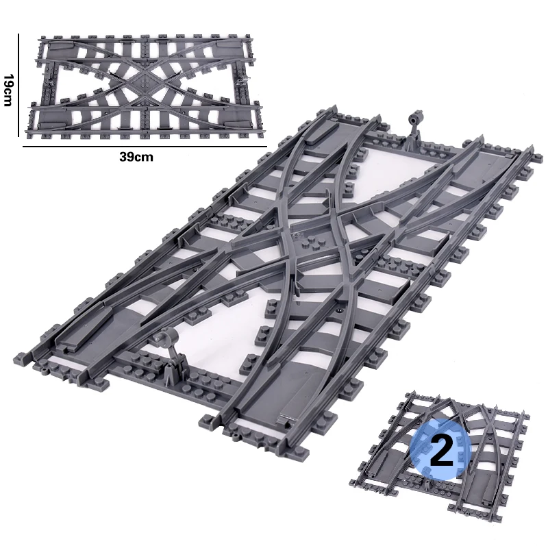 MOC City Train Rail Crossing Flexible Tracks Forked Straight Curved Rails Switch Building Block Bricks Creative DIY Toys