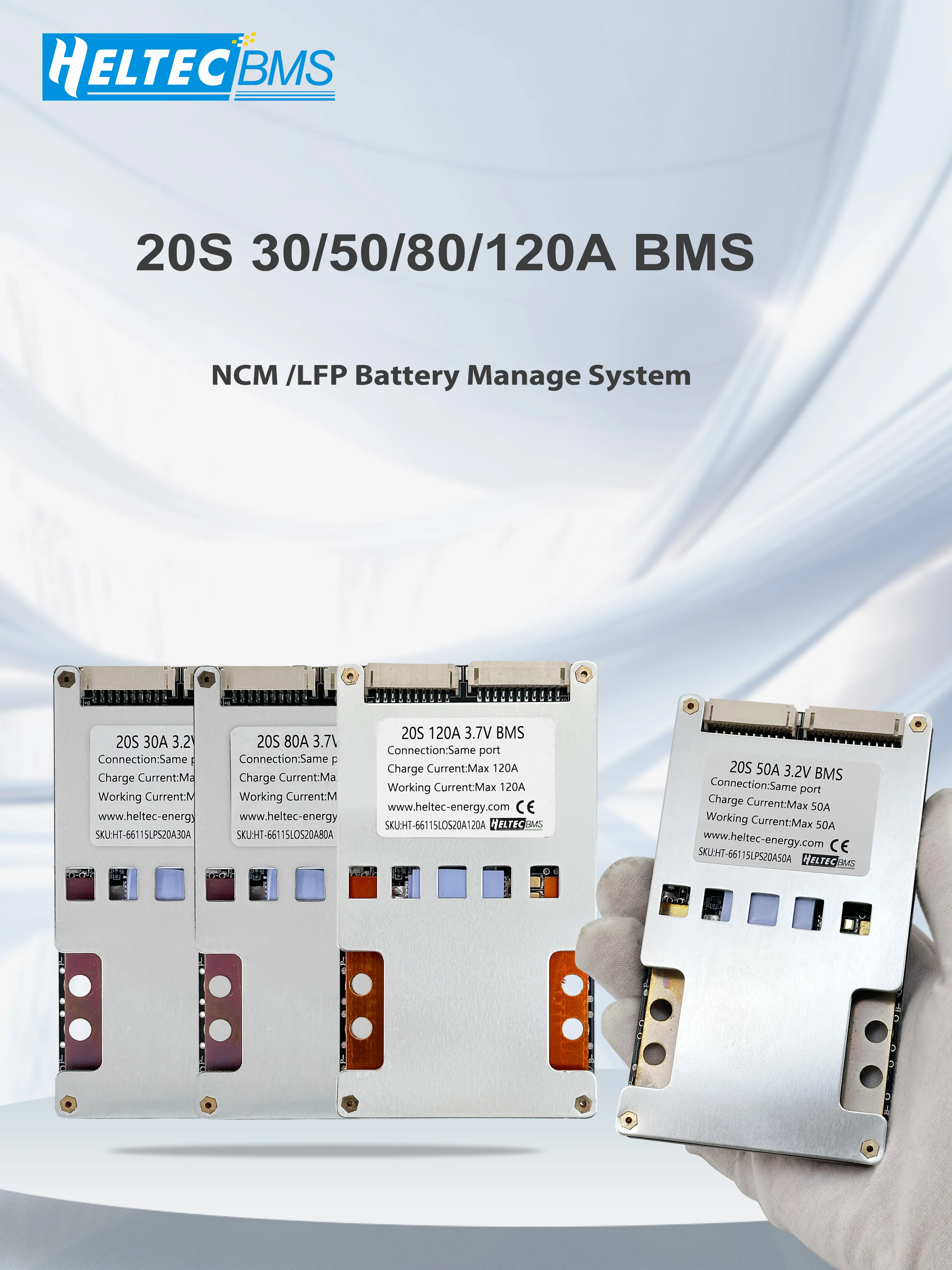 Heltecbms 20S BMS 60V 72V 30A 50A 80A 120A Płytka Zabezpieczająca Akumulator Li-ion LiFePO4 z Balanserem, Złącze na Ten Sam Port, do E-bike'a, Hulajnogi, DIY — zdjęcie produktu 7