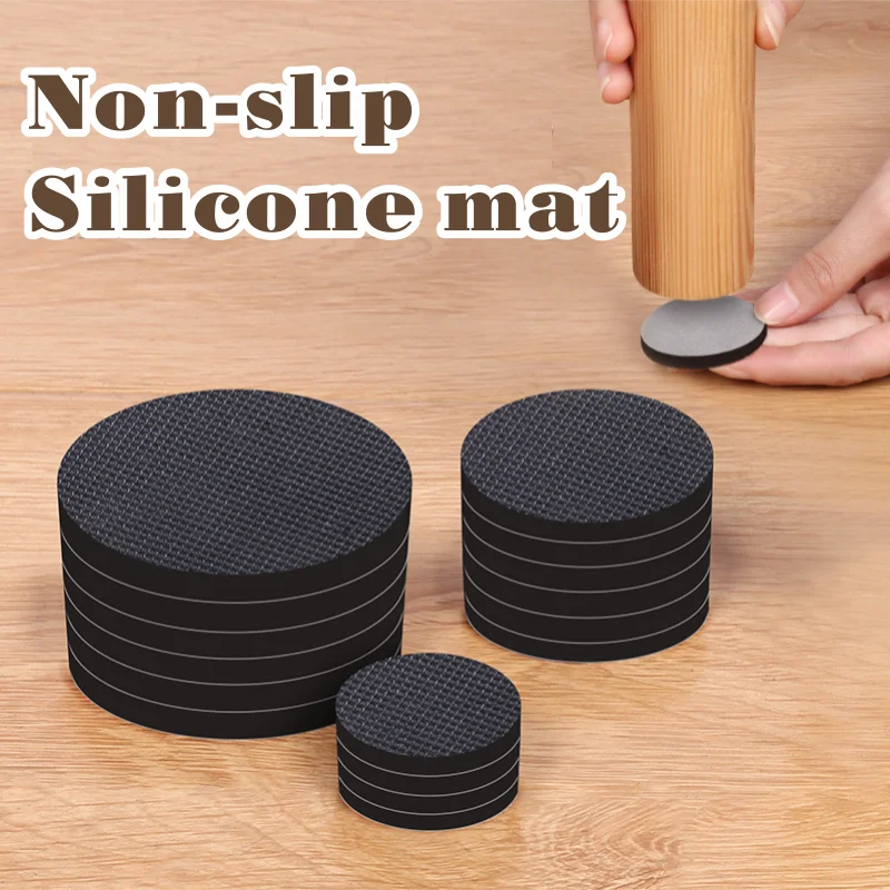 4pcs Silicone Anti-moving Table Foot Mat Bed Foot Anti-slip Fixator Bed Leg Table Corner Table Sofa Black Furniture Gasket #20