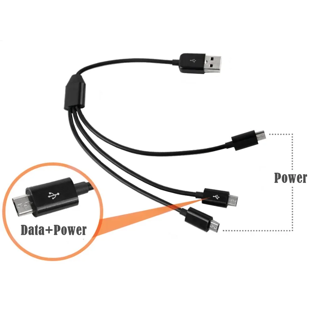 1.5M USB 2.0 Type A Male To 4 3 Micro USB Male Splitter Y Charging Date Cable Cord For Huawei Samsung Xiaomi Mobile Laptop Bank