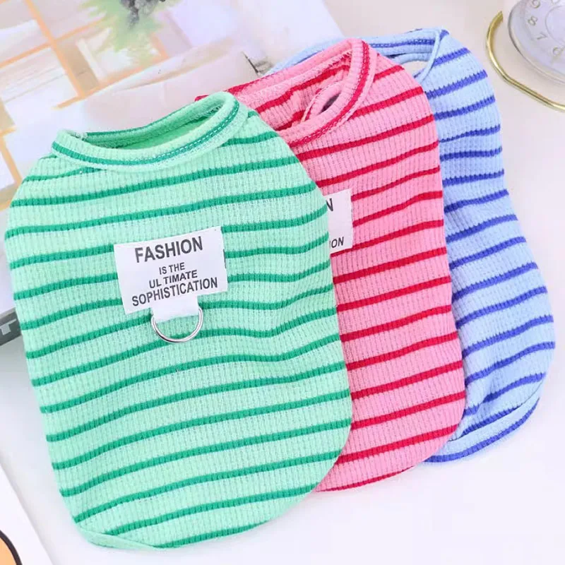 

Dog Clothes Sleeveless Hoodies Shirt Puppy Summer Clothes Strips Vest For Small Dogs Corgi Chihuahua Pet Sweatshirt T-Shirts XXL