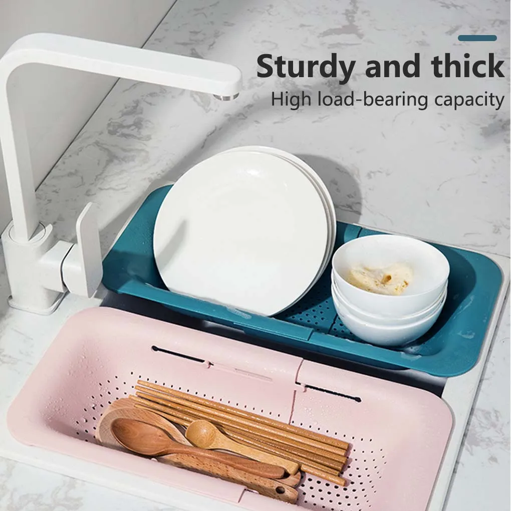 

Дуршлаг Регулируемый фрукты Выдвижная корзина для мытья Вместимость Складной дренажный инструмент Посуда Палочки для сушки белого цвета