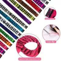 Stripe Printed Hair Colorful Long Straight Hair Pieces Synthetic Clip-in Hair Extensions for Daily Use Party Halloween 4
