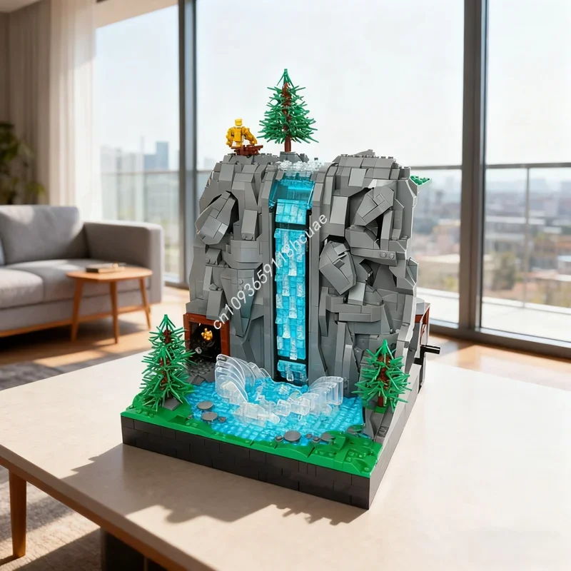 

2381 шт. MOC рабочий водопад BrickLink модель строительные блоки Рождественский подарок строительство собрать игрушка креативный кирпич на день рождения