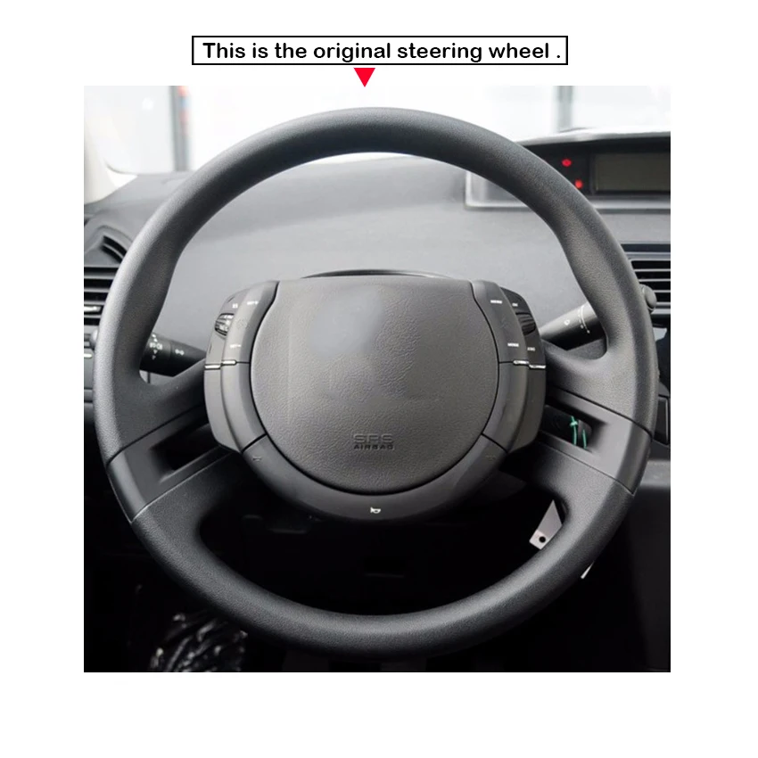 Shining wheat Hand-stitched Black Leather Steering Wheel Cover for Citroen C4 Picasso 2012-2014 C-quatre Car Accessories