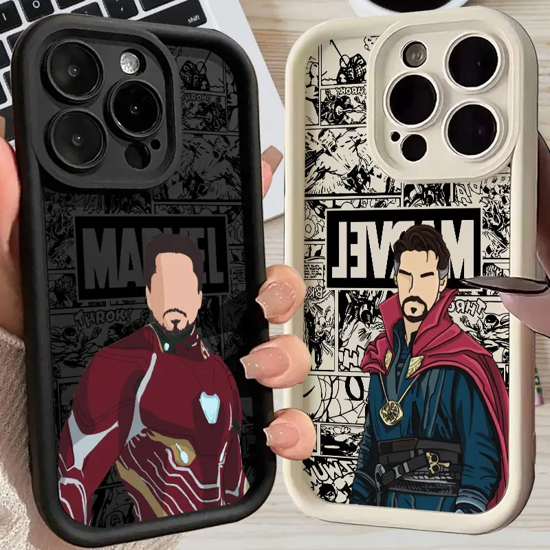 The Avengers Phone Case For iPhone 11 12 13 14 15 16 Pro Max XS Marvel Heroes Faceless Silicone Case For iPhone 15 16 Plus Cover