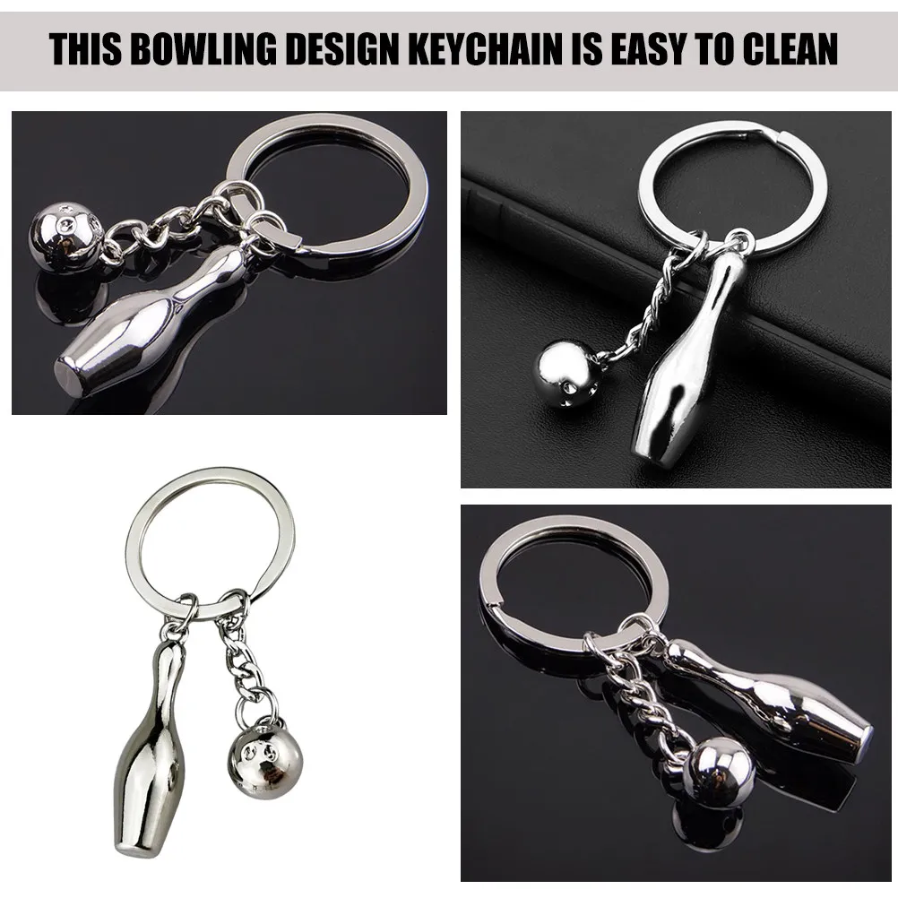 3Pcs Exquisite Mini Bowling Keychains Delicate Hanging Design Lovely Color Fine Craftsmanship Easy Clean Reusable Bowling Party
