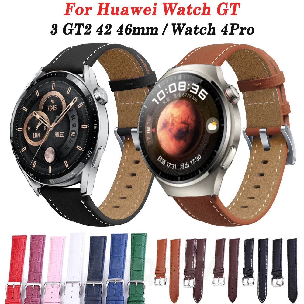 20/22mm Straps For Huawei Watch 4 Pro/GT2 GT 3 GT3 42mm 46mm Genuine Leather Smart Wristband Bracelet Watchband Accessories Belt