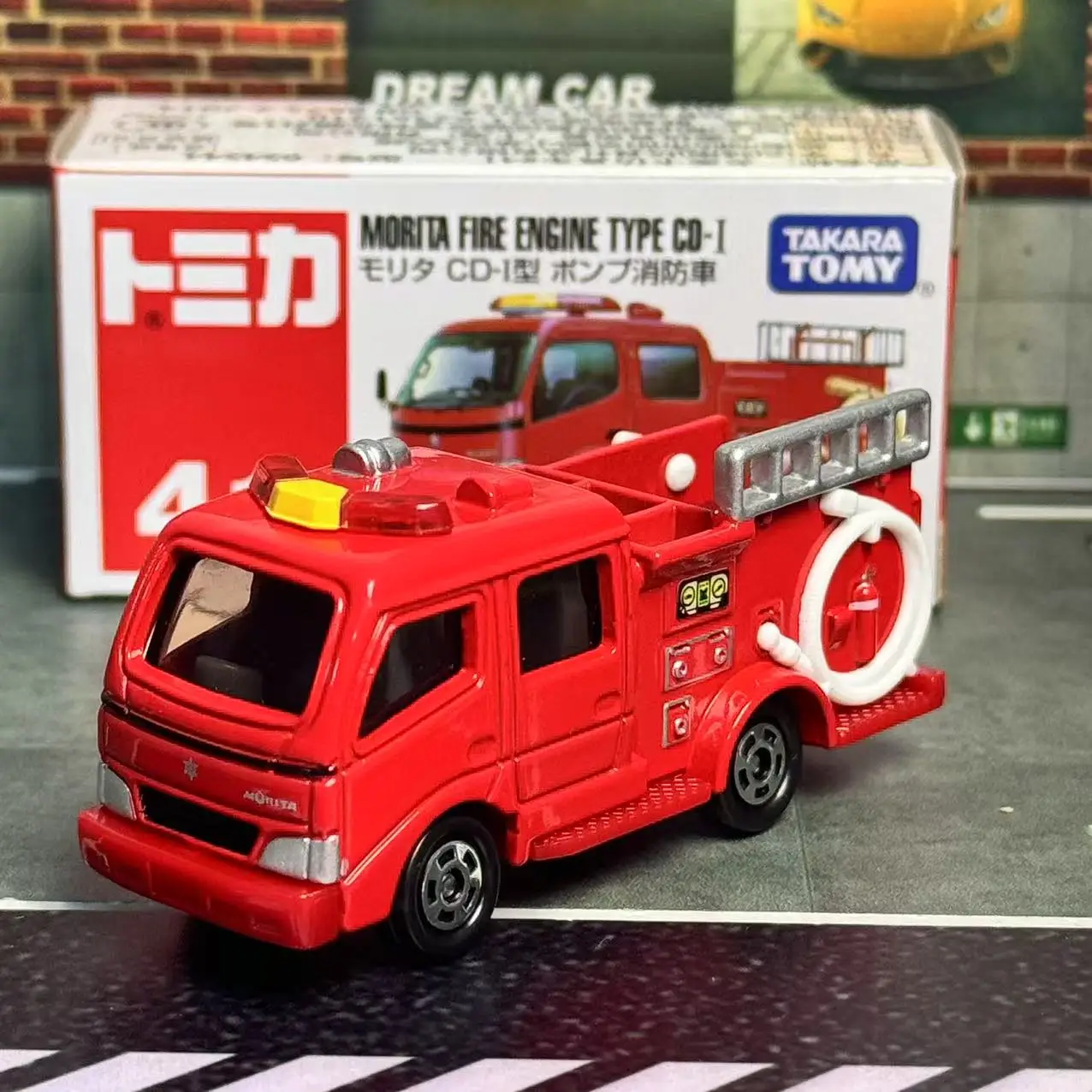 Takara Tomy Tomica # 041 Morita motor de bomberos tipo CD-I coche de aleación vehículo Diecast Metal modo colección exhibición niño juguete para regalo