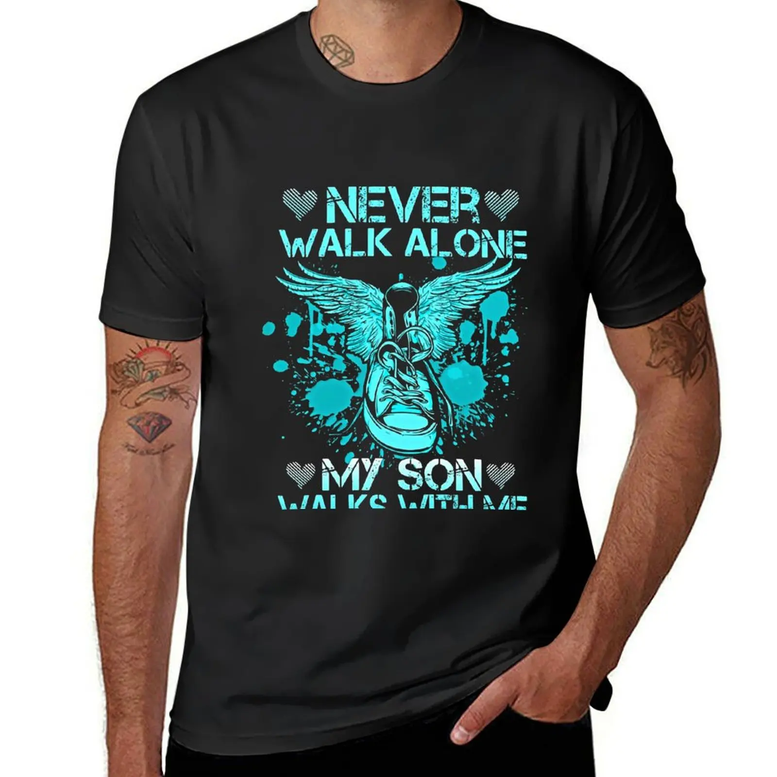 Never Walk Alone My Son Walks With Me Angel In Heaven T-Shirt customs design your own plus sizes men clothings