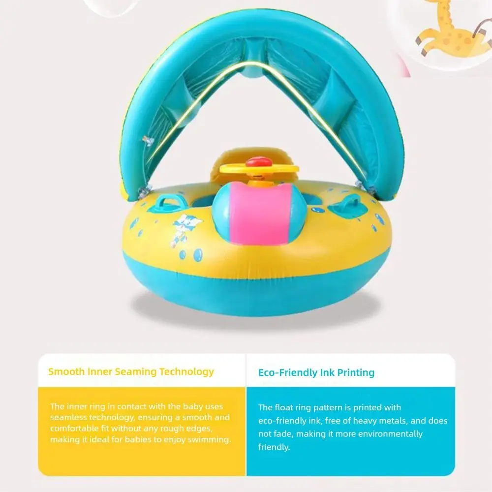 New With Awning Swimming Floaters Seat Ring Inflatable Design Inflatable Seat Ring Summer Float Swimming Ring Swimming