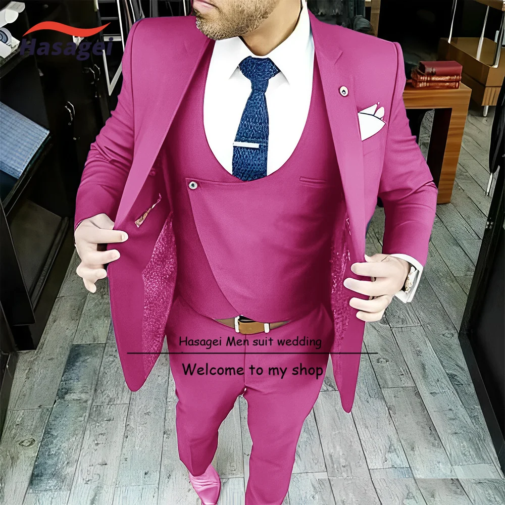 Men\'s Suit Wedding Tuxedo Jacket Pants Vest 3-piece Set Formal Business Work Wear Slim Fit Outfit Customized Clothes