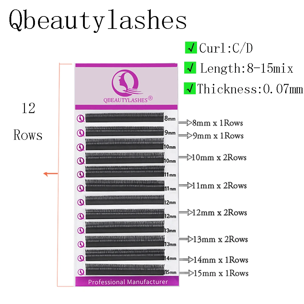 Qbeautylashes U 4D 5D まつげエクステ 簡単に取り外せるYYラッシュ ソフト平行プレメイドファンラッシュ C Dカール メイクアップツール