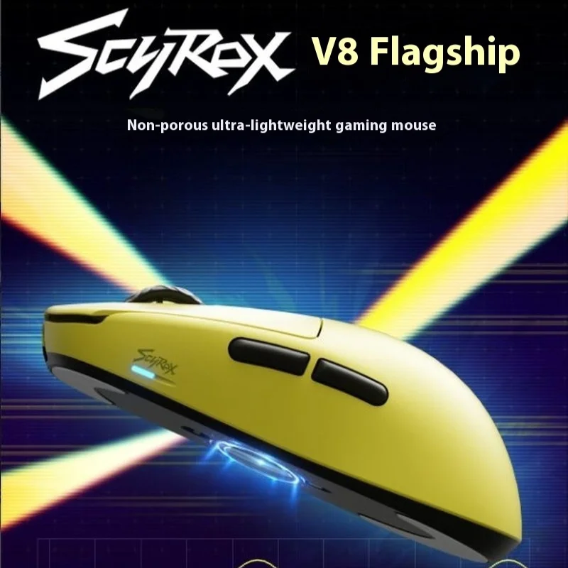 New Scyrox V8 Dual Mode Mouse Lightweight Wireless Mouse 8k 36g Game Office Paw3950 Nordic 52840 Computer Peripheral 2.4g PC