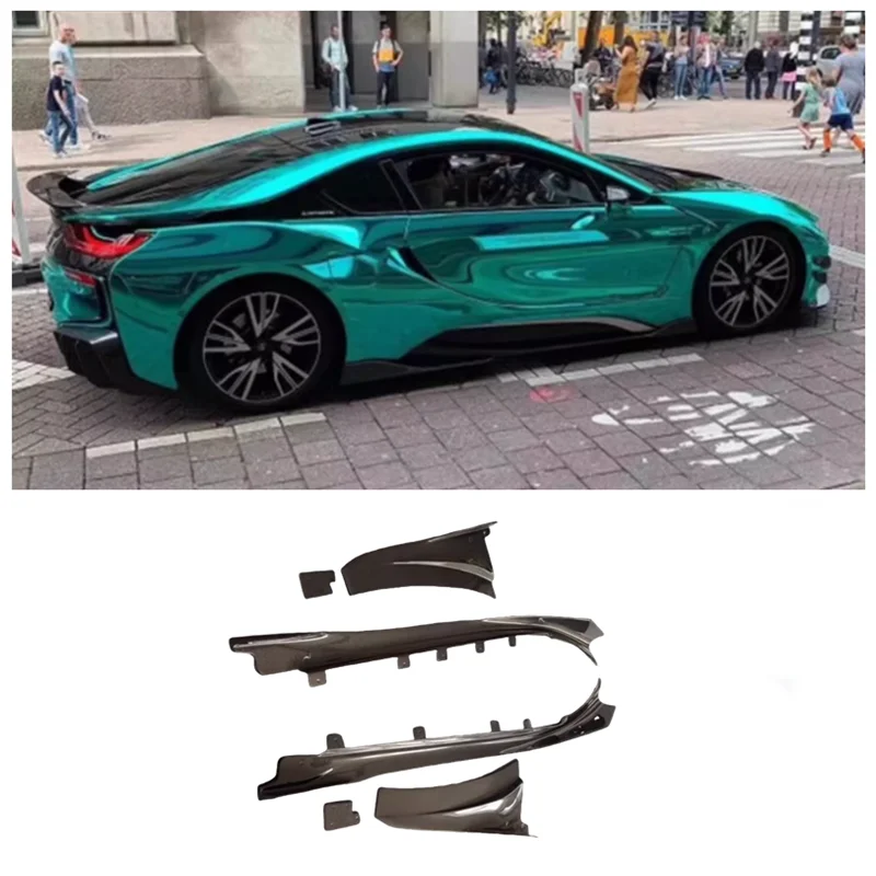 For BMW i8 2014-2020 High Quality 2Pcs/1Set Car Carbon Fiber Side Skirt Spoiler Protector Cover