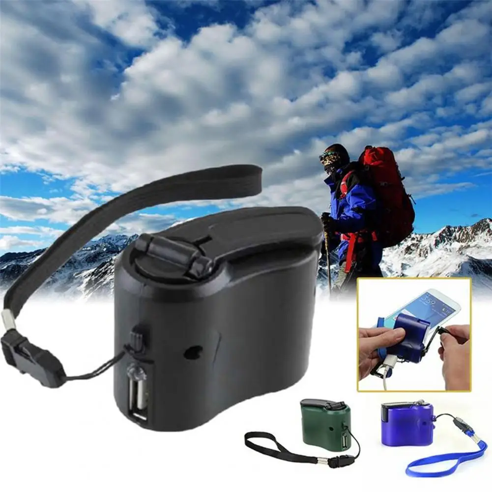 Hand-Crank Charger Portable Phone Charger Safe Charging USB Port Mobile Phone Tablet Manual Emergency Dynamo for Outdoor