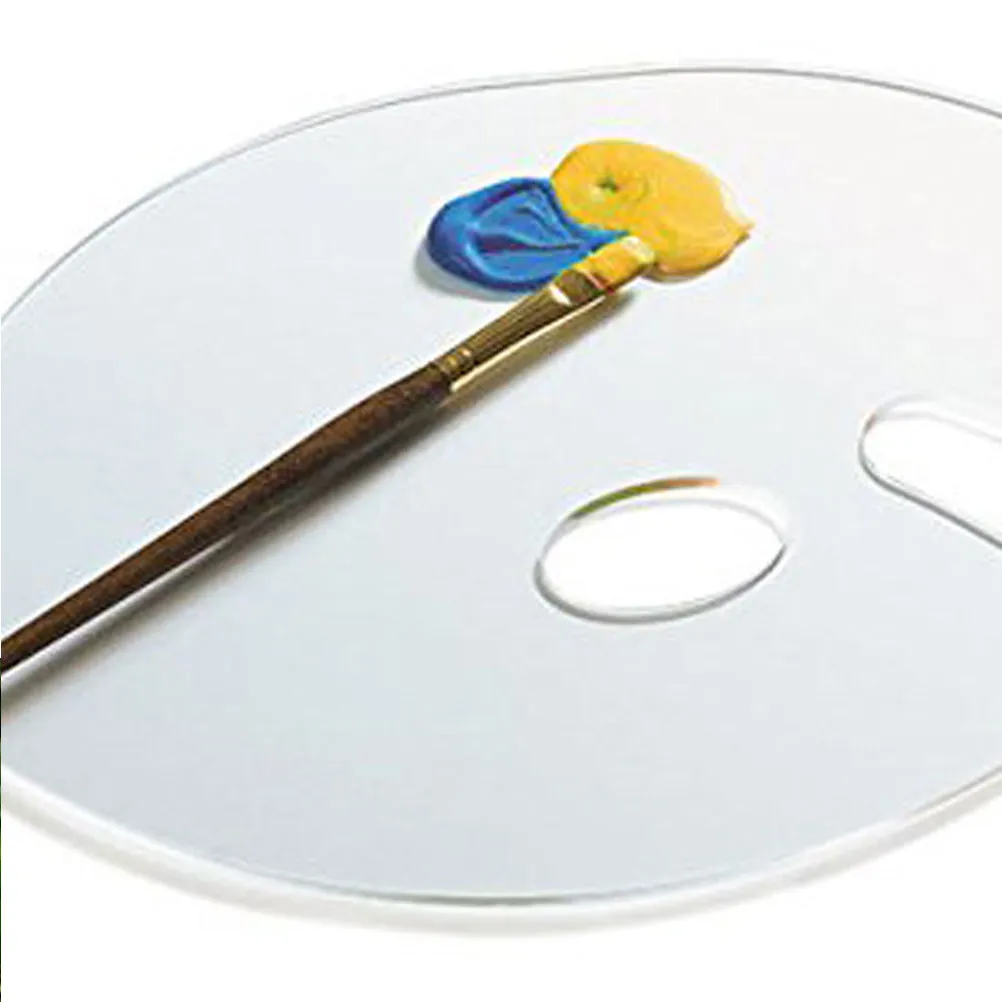 2Pcs Oval Transparent Acrylic Paint Palettes Elliptical Color Mixing Boards for Watercolor Oil Acrylic Art Craft Painting