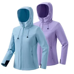 Softshell Jacket Windproof Waterproof Hooded Men Women Fashion Hiking Climbing Clothes Outdoor Plus Fleece Warm Windbreaker Coat