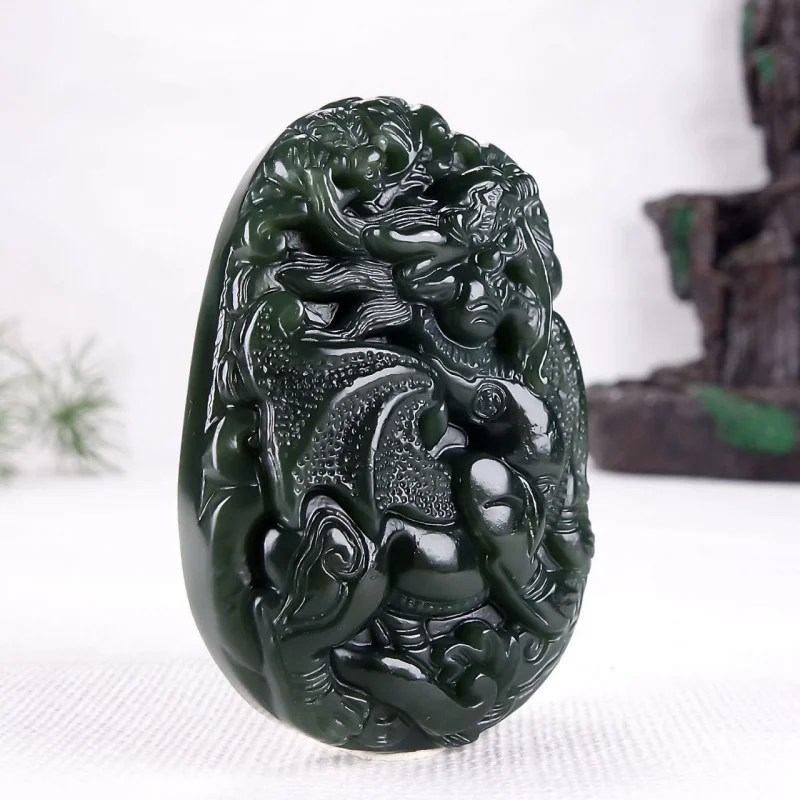 

Green Pixiu Necklace Hetian Jade Pendant Fashionable Versatile